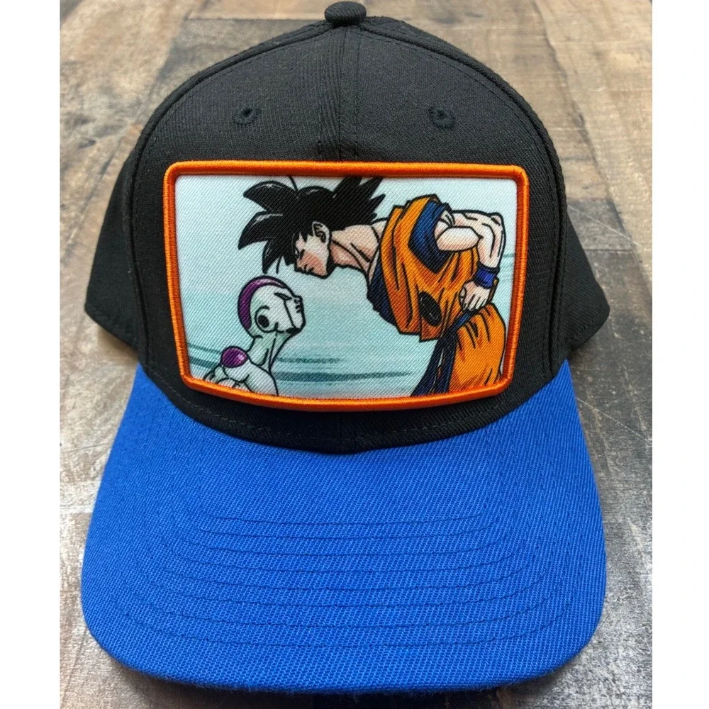 Dragon Ball Z Snapback Hat Mens OSFM Black Blue Goku vs Frieza Anime Cap Good